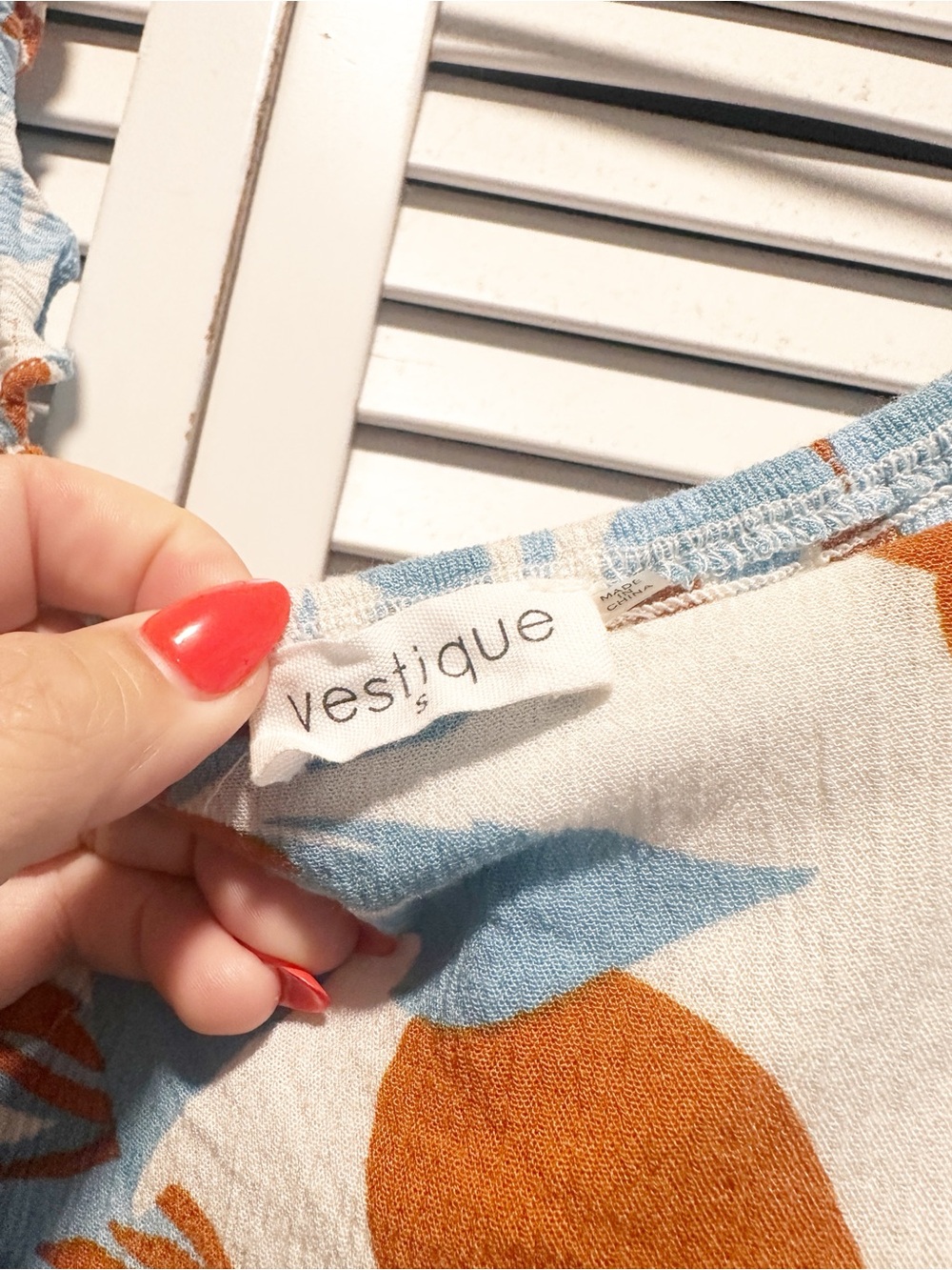 Vestique Hawaiian Escape Maxi Dress Blue Burnt Orange S - Picture 6 of 13
